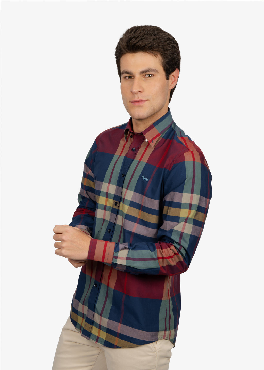 Camisa Sport Cuadros Regular Fit Azul H&B