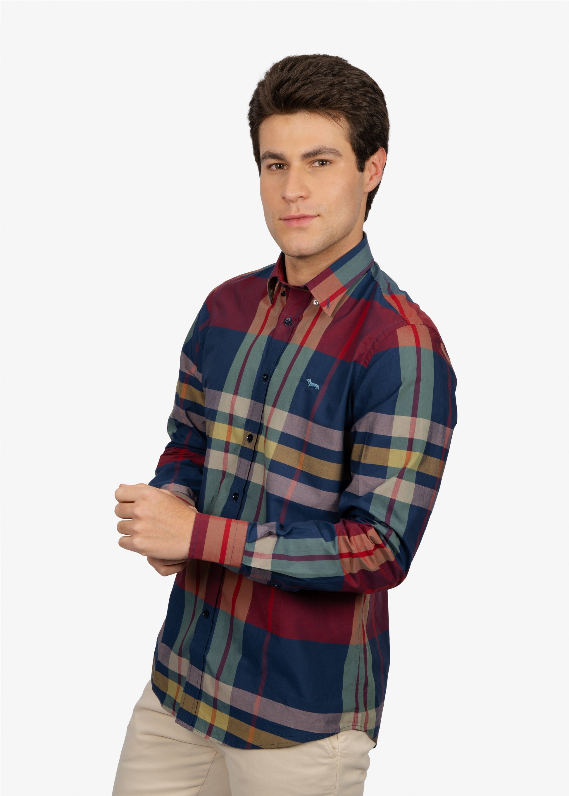 CAMISA SPORT HARMONT & BLAINE AZUL ALGODON (RM001012925M-801)