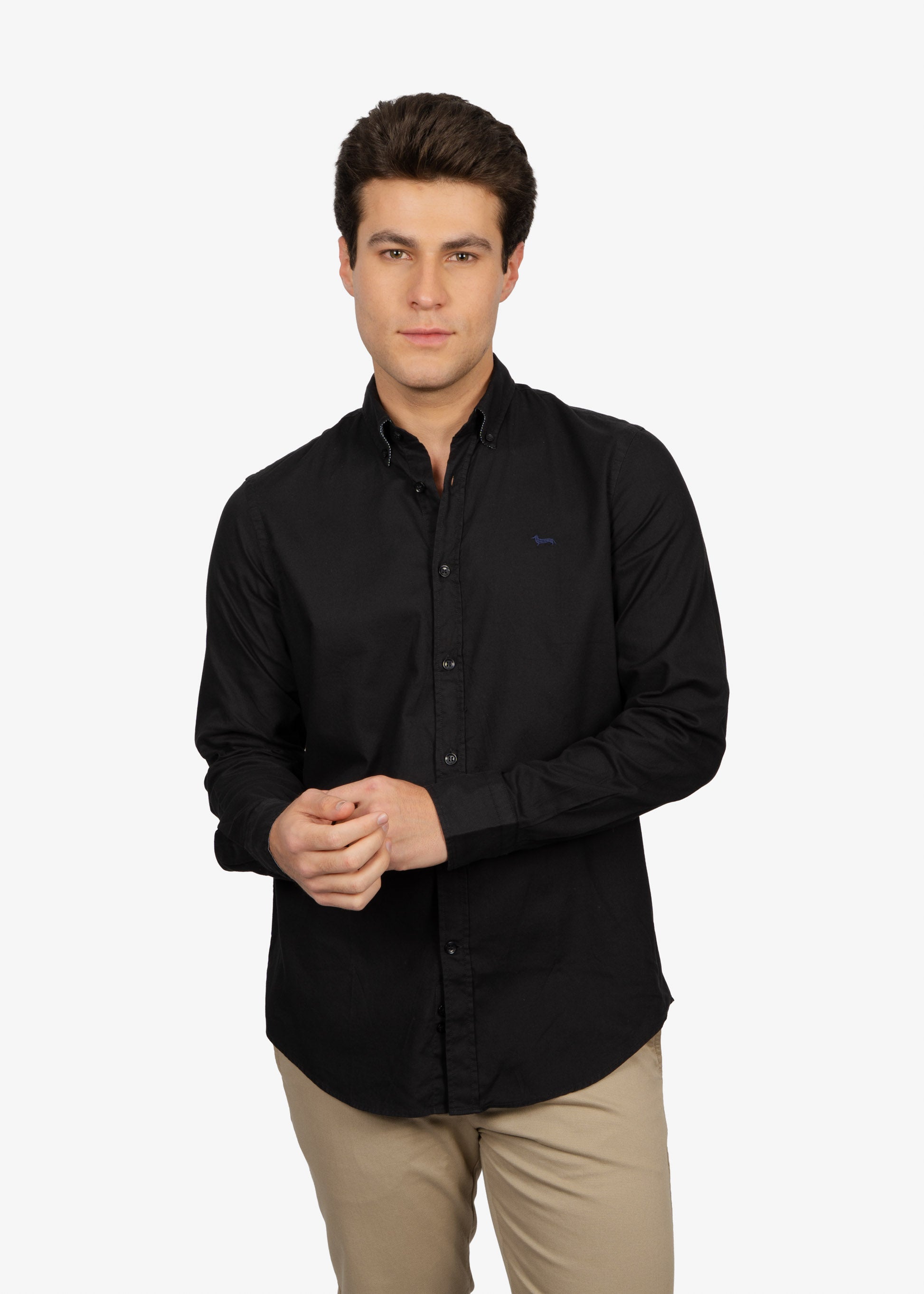 CAMISA SPORT HARMONT & BLAINE NEGRO ALGODON (CRM011012581M-999)