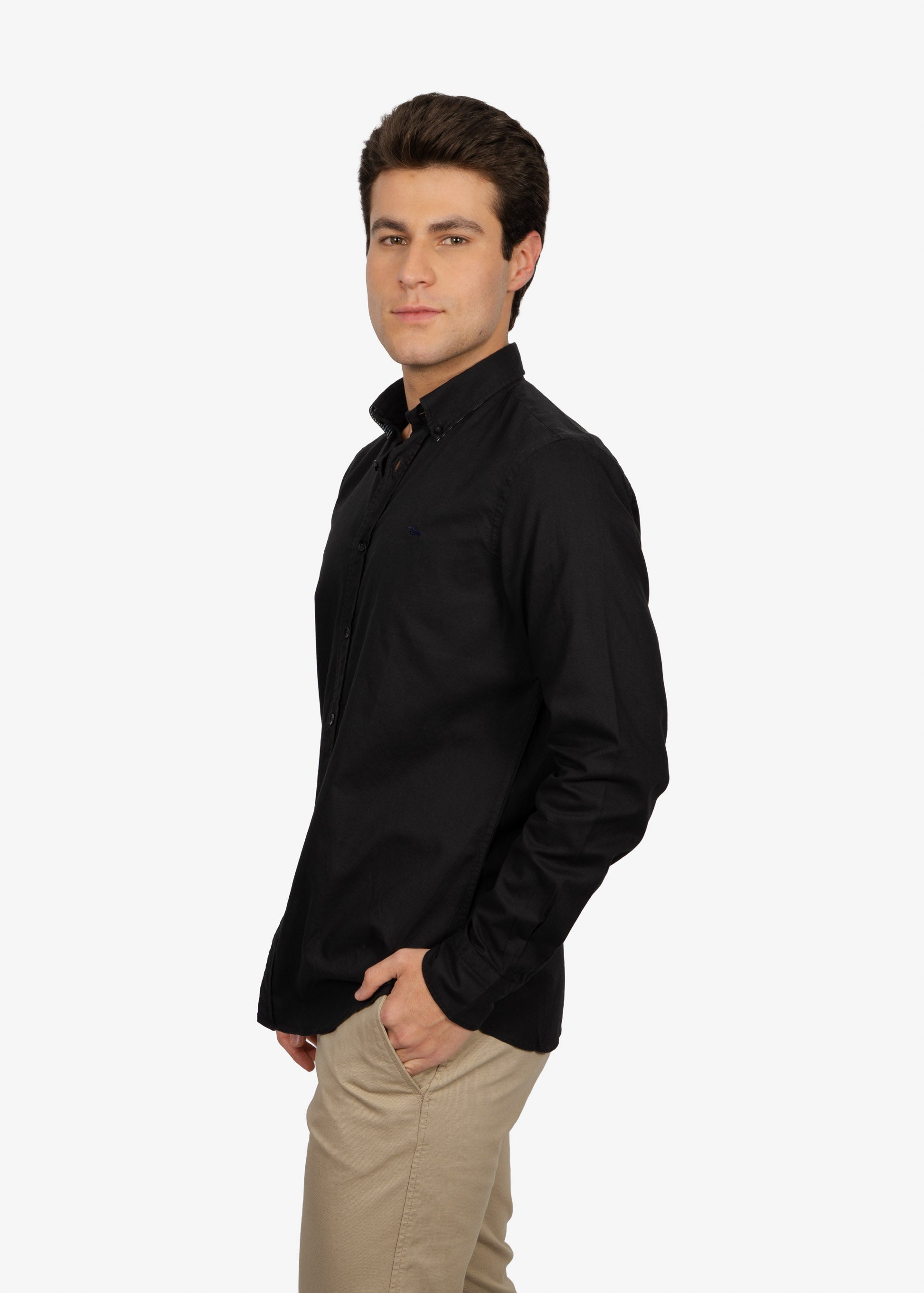 CAMISA SPORT HARMONT & BLAINE NEGRO ALGODON (CRM011012581M-999)