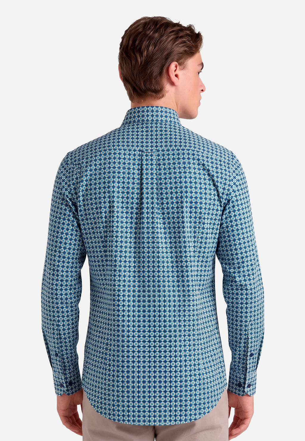 Camisa Con Estampado Geométrico Azul HYB.