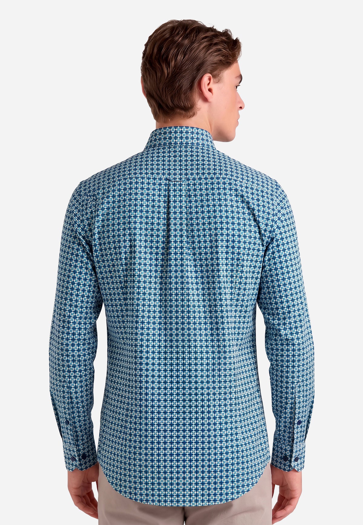 Camisa Con Estampado Geométrico Azul HYB.