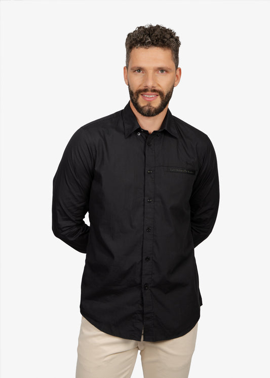 CAMISA SPORT HARMONT & BLAINE NEGRO ALGODON (CRM504008799M-999)