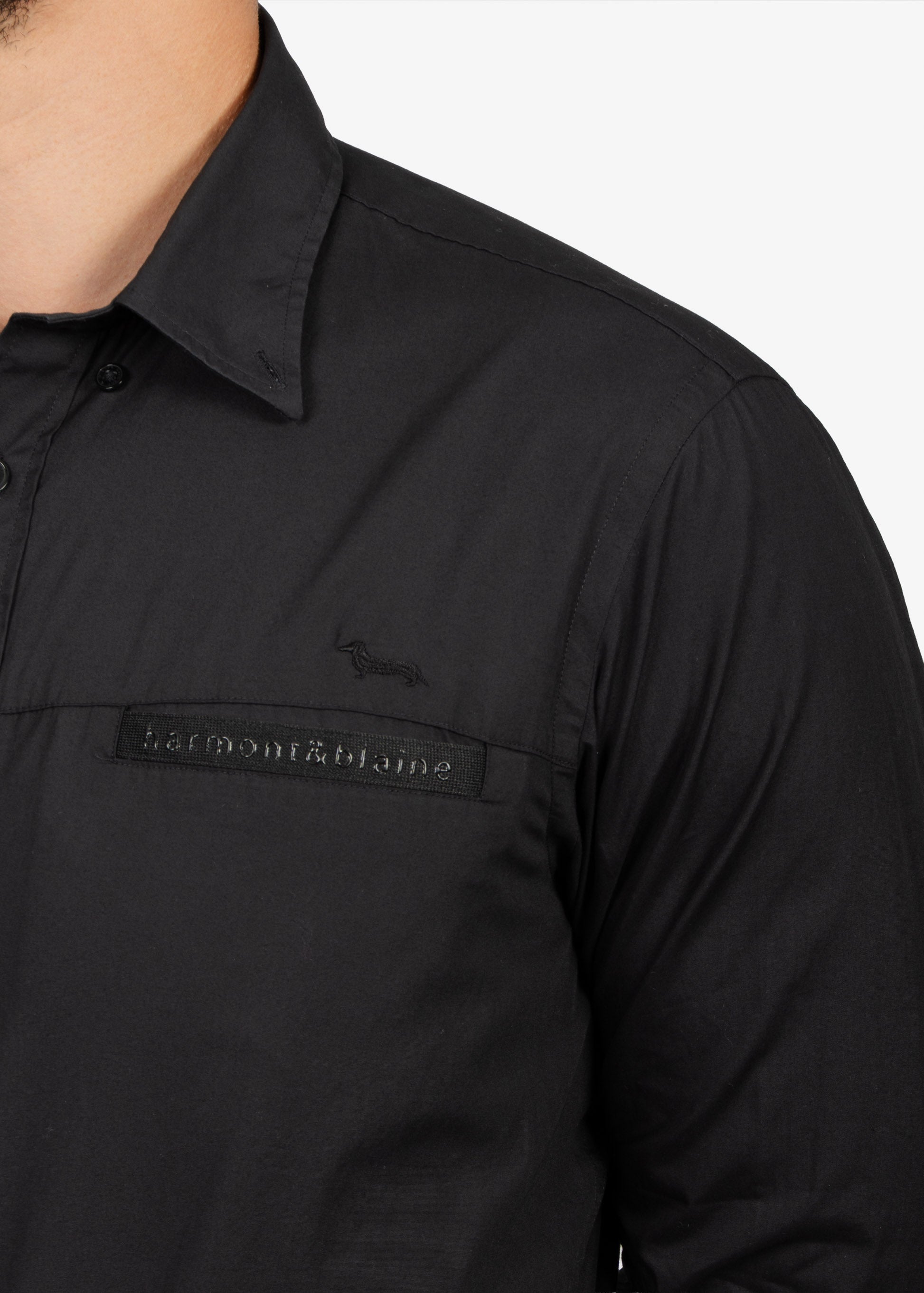 CAMISA SPORT HARMONT & BLAINE NEGRO ALGODON (CRM504008799M-999)