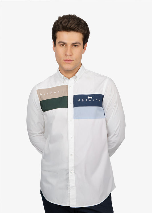 CAMISA SPORT HARMONT & BLAINE BLANCO ALGODON (CRM510008799M-100 )