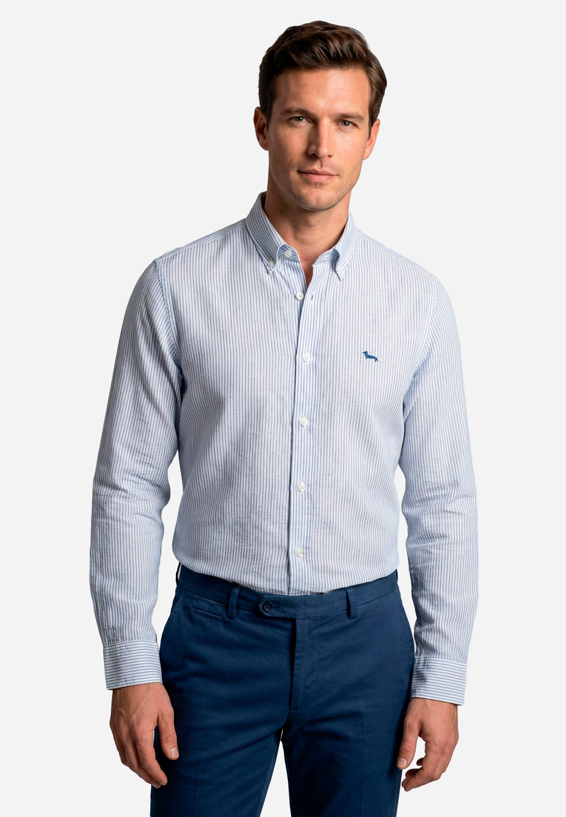 Camisa Rayas Verticales Azul H&B