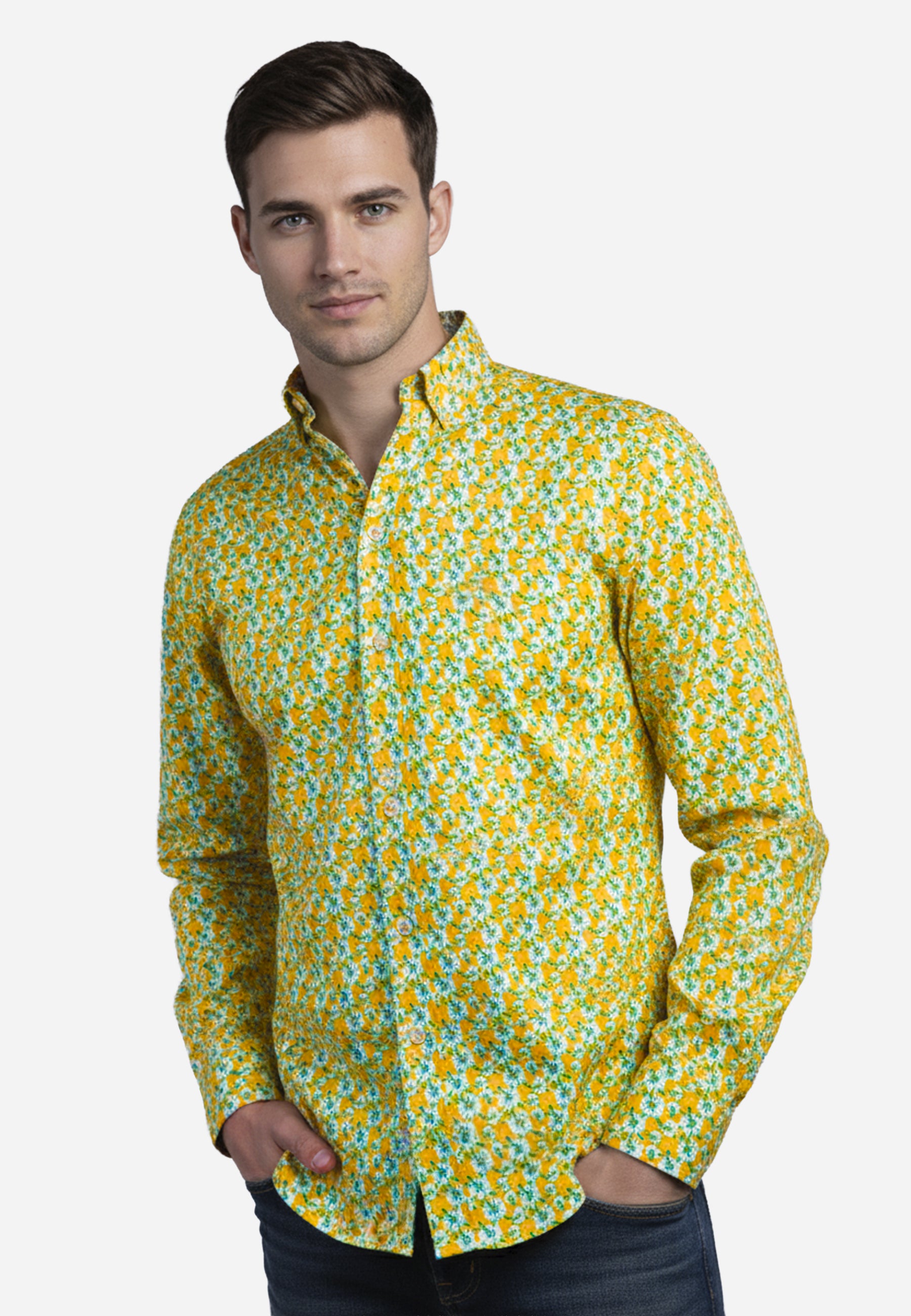 Camisa Amarilla Flores H&B