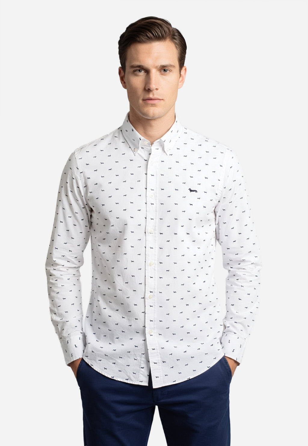 Camisa Blanca/Azul Logo H&B