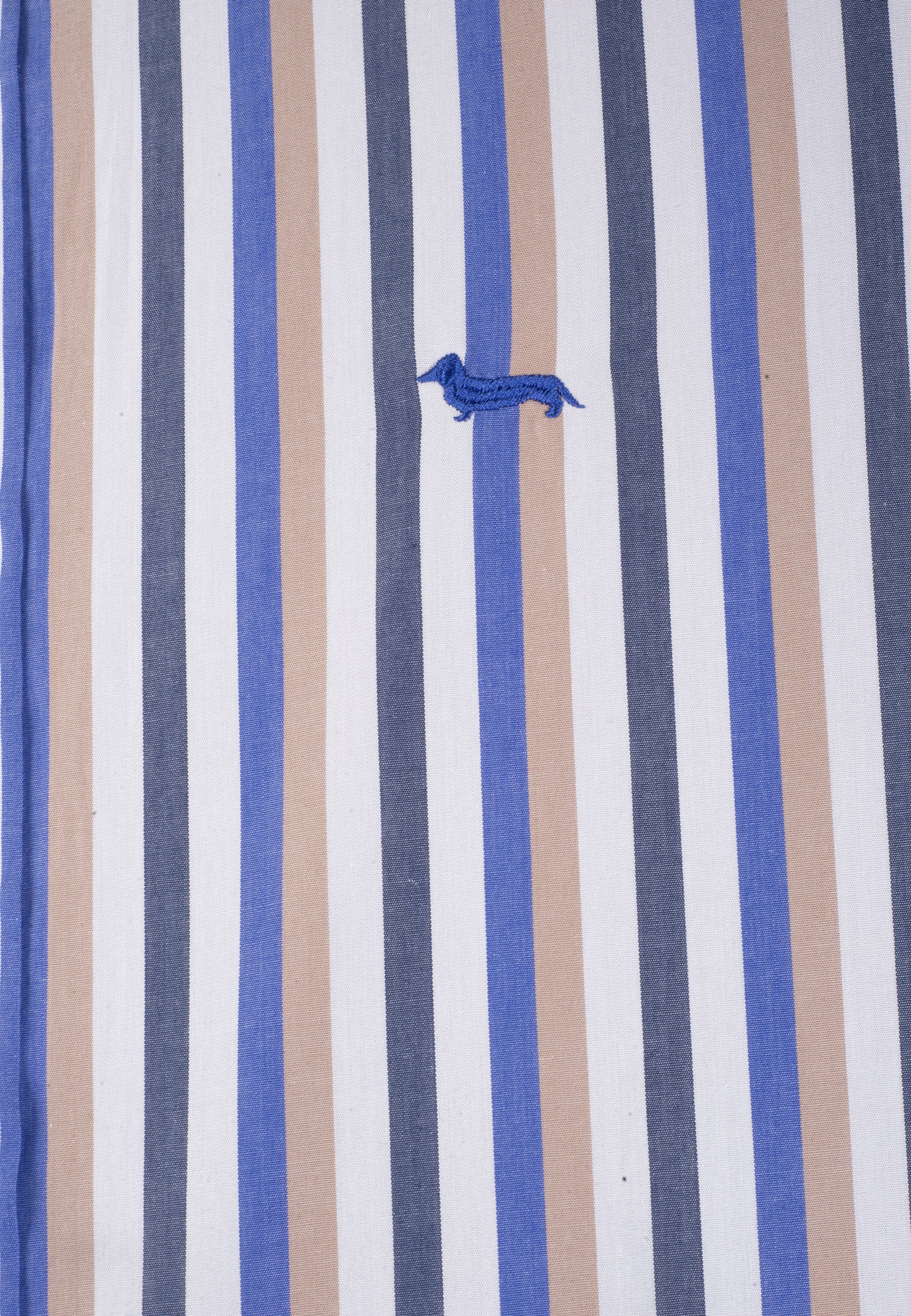 Camisa Hombre Rayas Azul/Café H&B