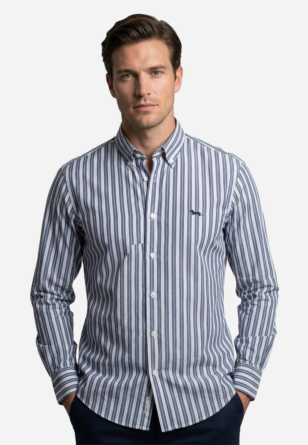 Camisa Azul Cielo/Blanco  Rayas H&B