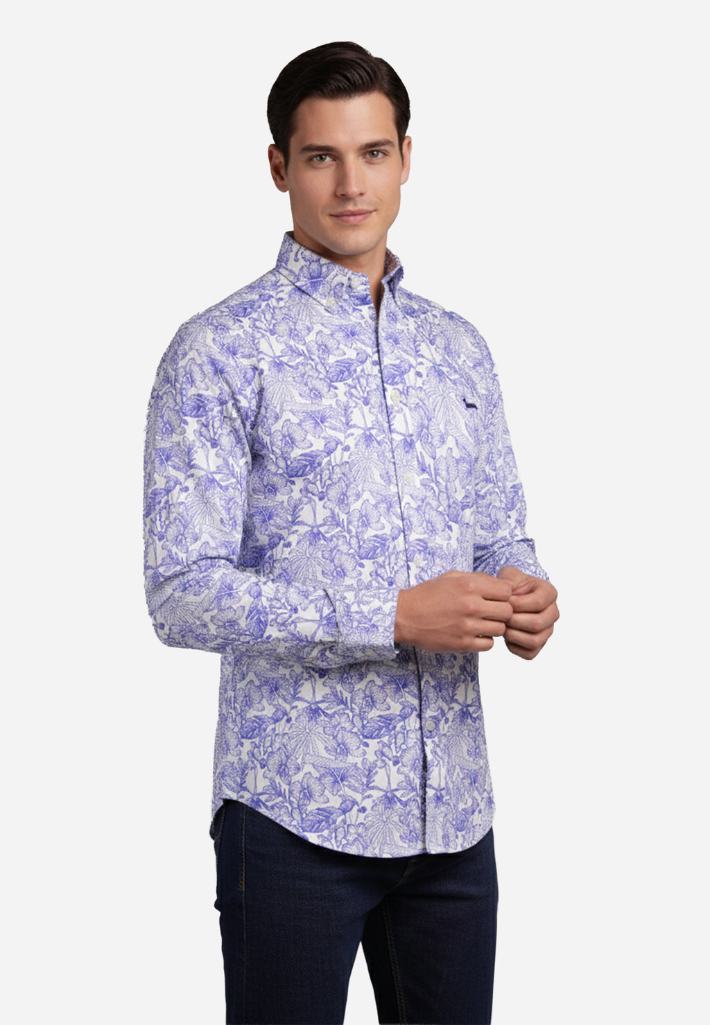 Camisa Azul Celeste Estampada H&B