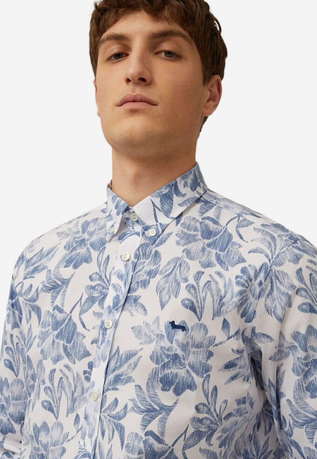 Camisa Blanca Con Estampado Floral Azul H&B
