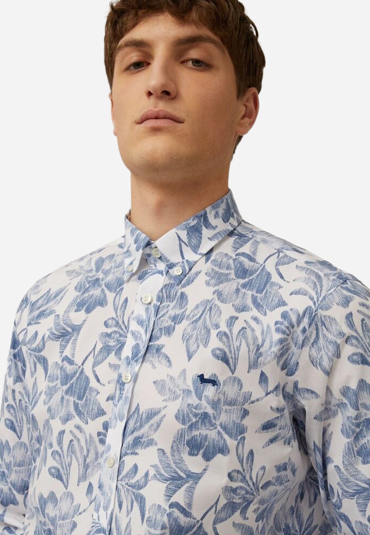 Camisa Blanca Con Estampado Floral Azul H&B