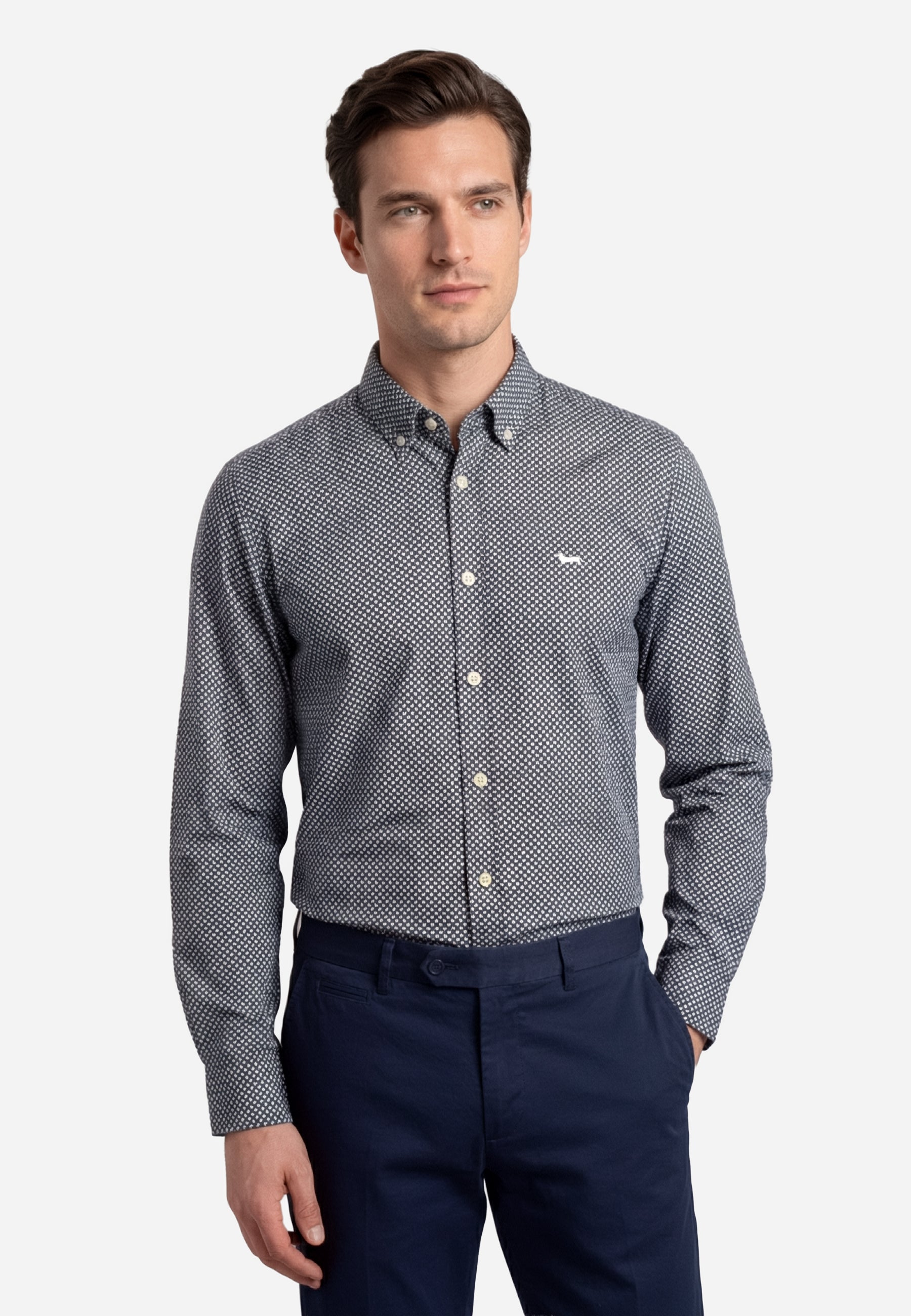 Camisa Hombre Gris/Negro H&B