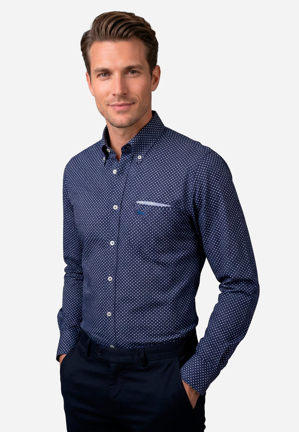 Camisa  Hombre Azul/Blanco H&B.