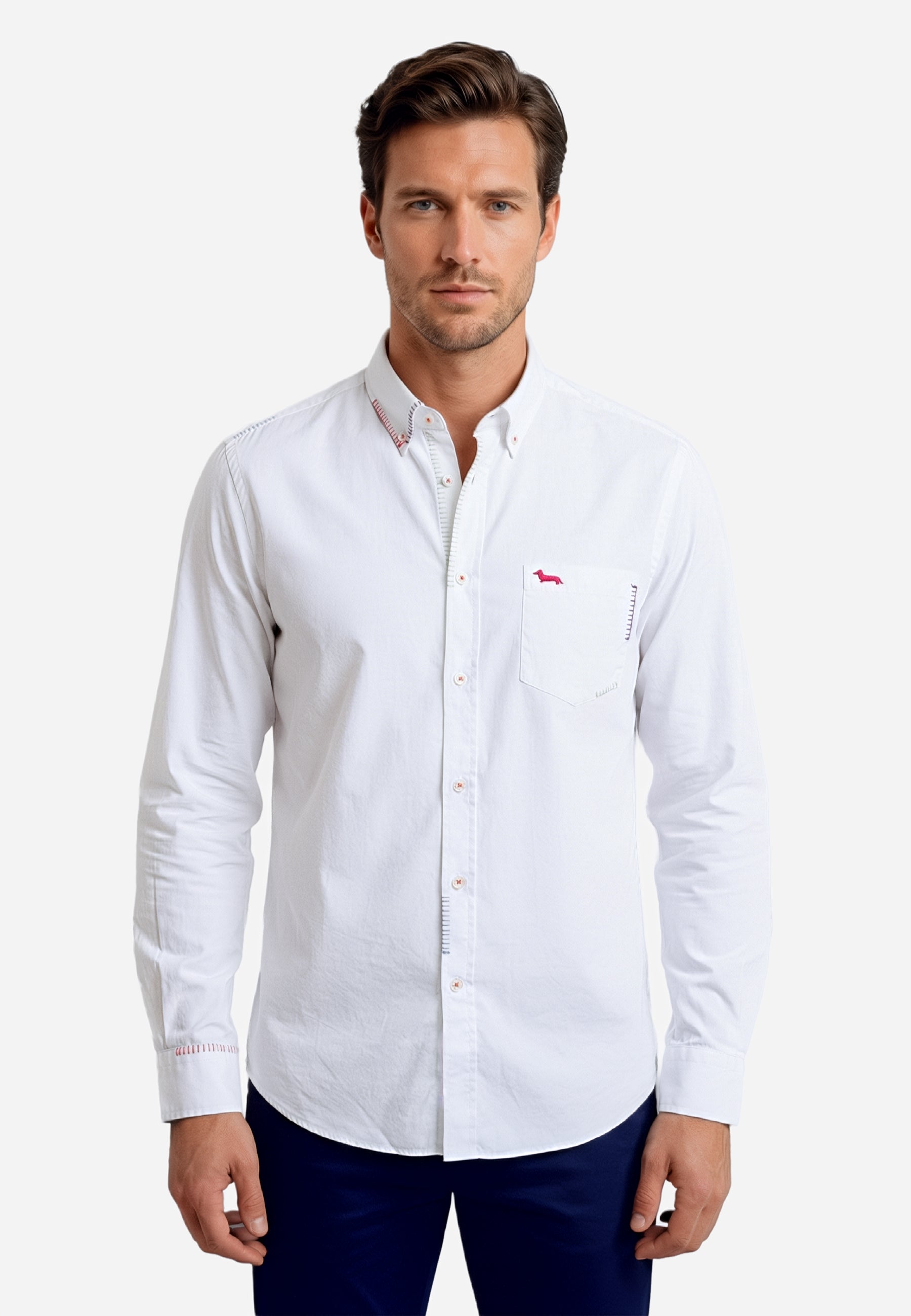 Camisa Hombre Blanca/Rojo H&B