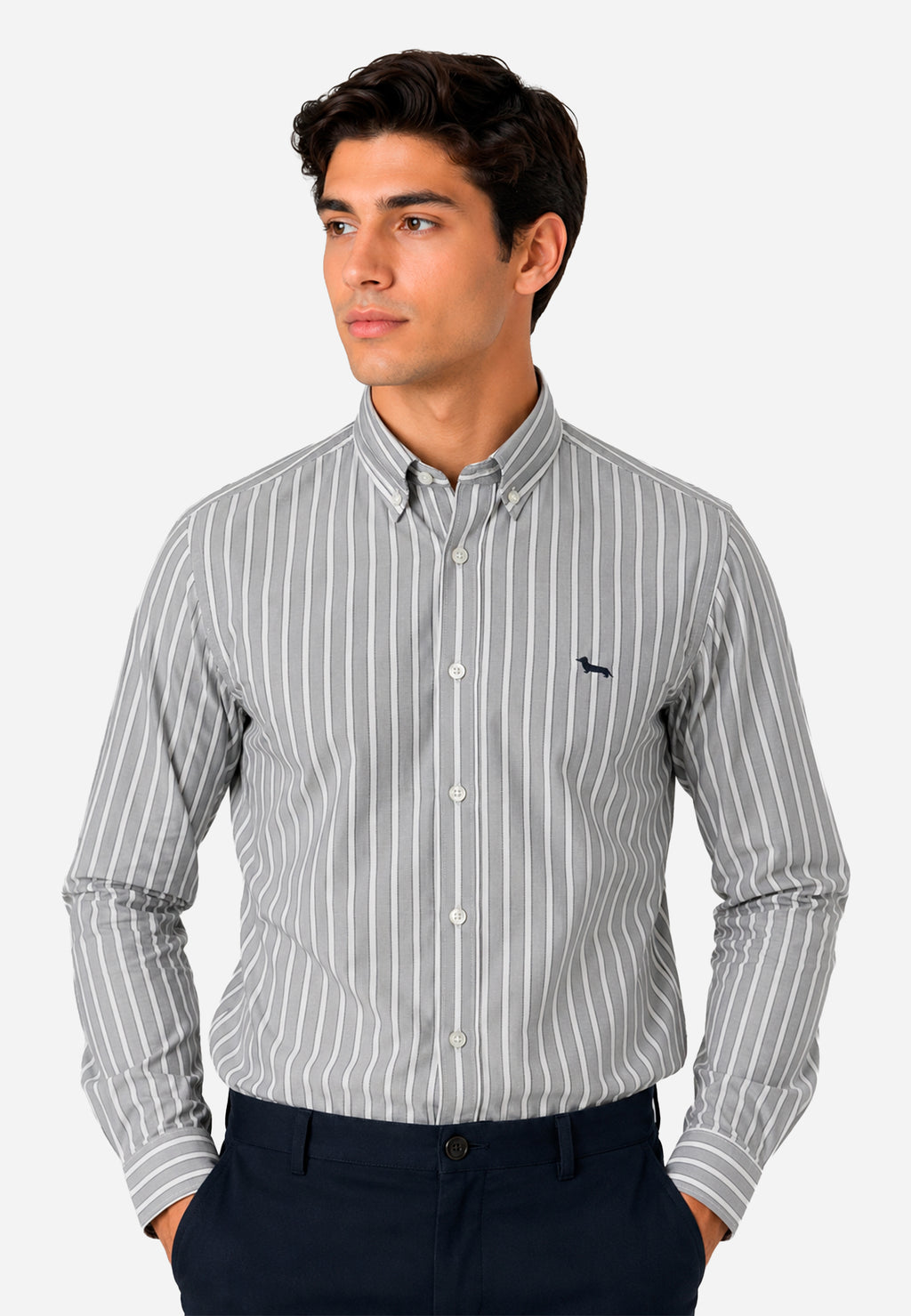 Camisa Gris Rayas Hombre H&B.