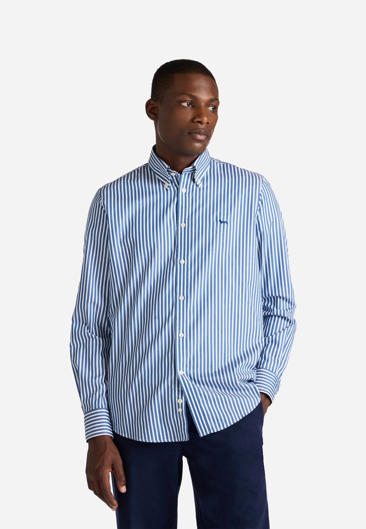 Camisa Azul Oxford Rayas Hombre H&B.