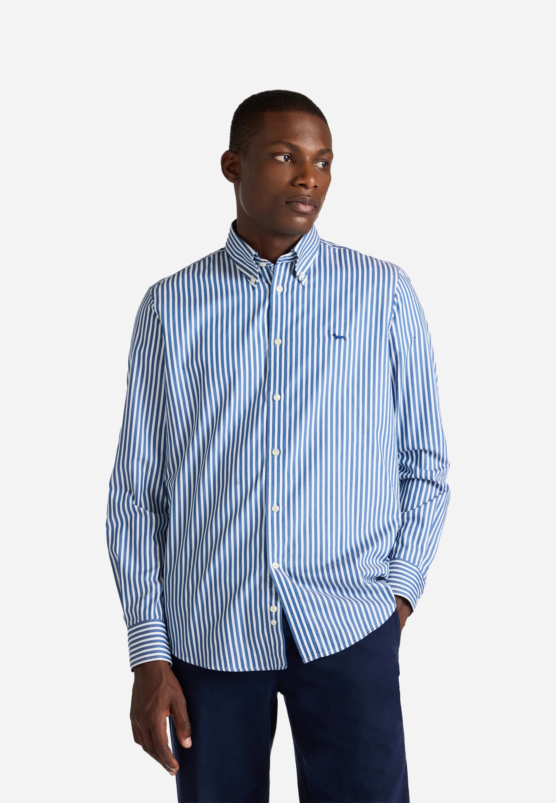 Camisa Azul Oxford Rayas Hombre H&B.