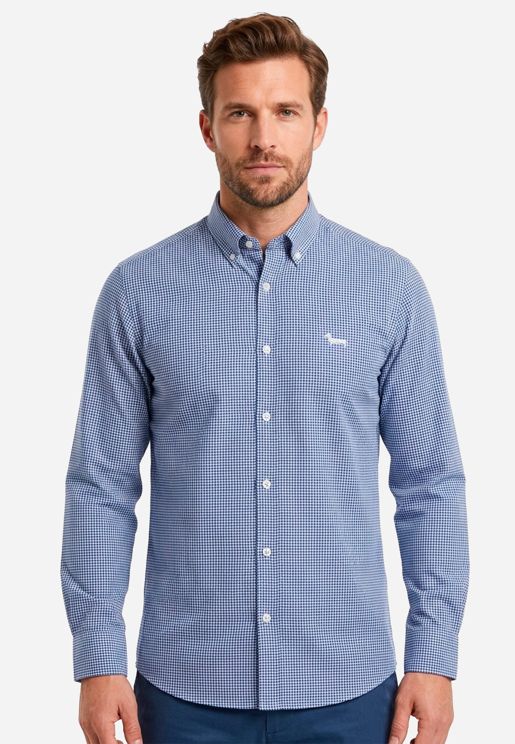 Camisa Azul Micro-Diseño Hombre H&B.