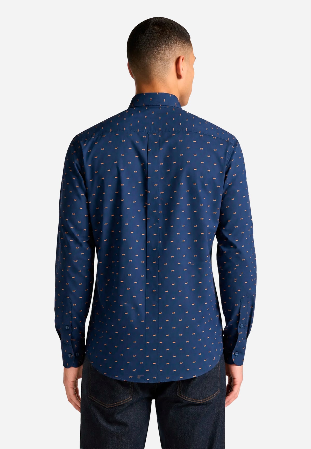 Camisa Azul Micro-Patrón Hombre H&B.