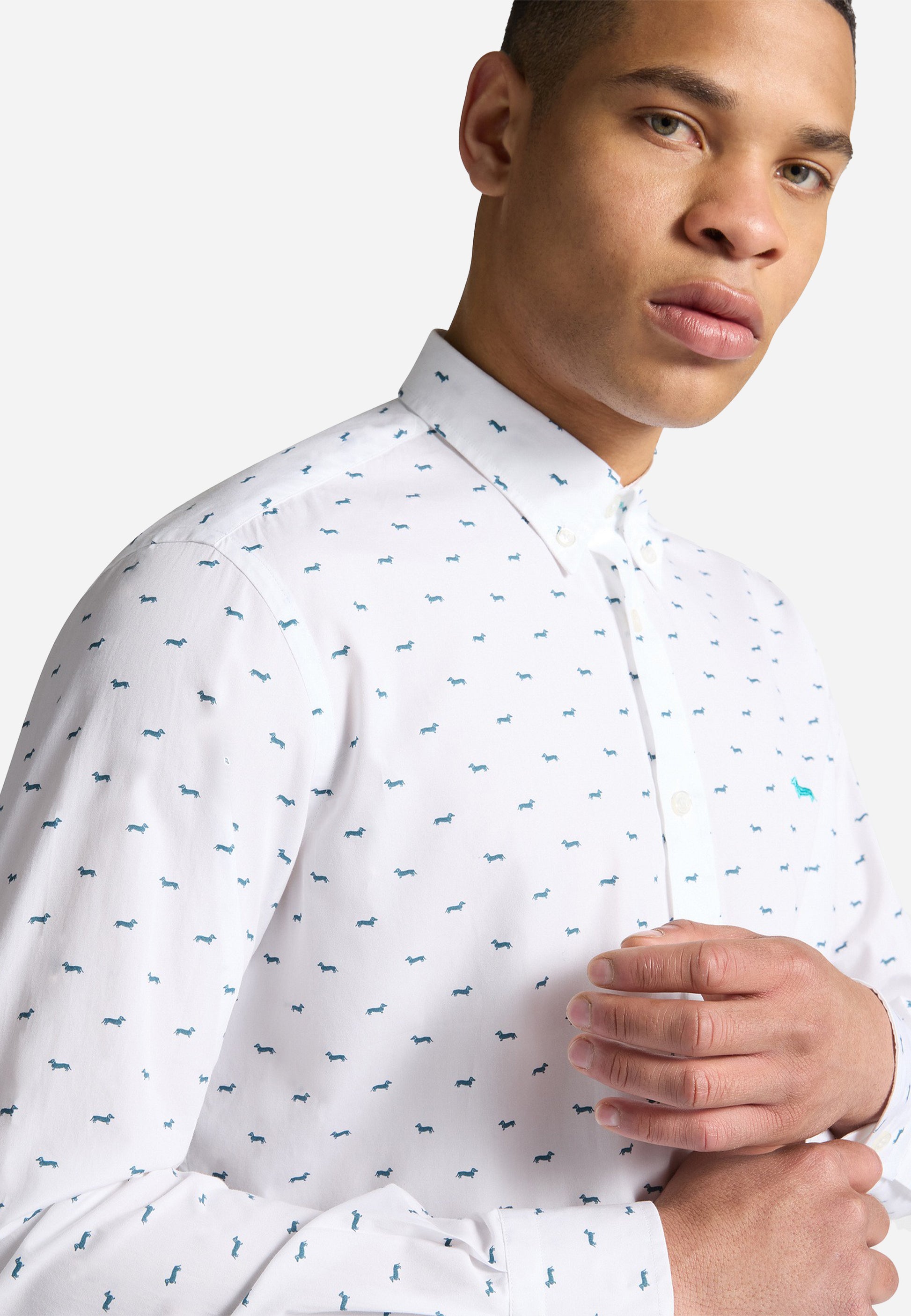 Camisa Blanca Micro-Patrón Hombre H&B.