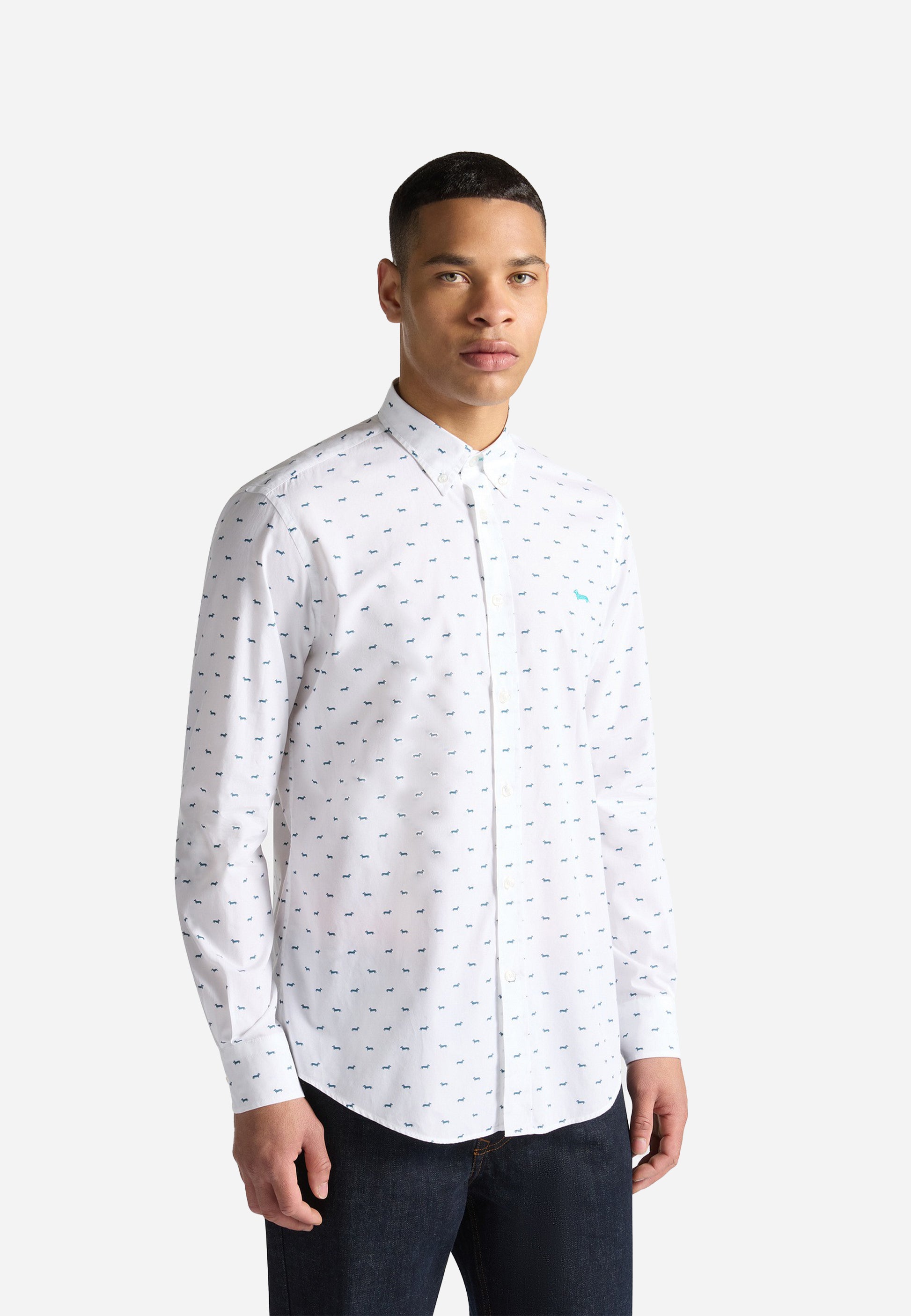 Camisa Blanca Micro-Patrón Hombre H&B.