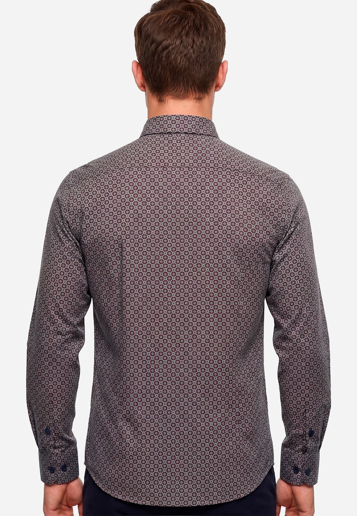 Camisa Vinotinto Micro-Diseño Hombre H&B.