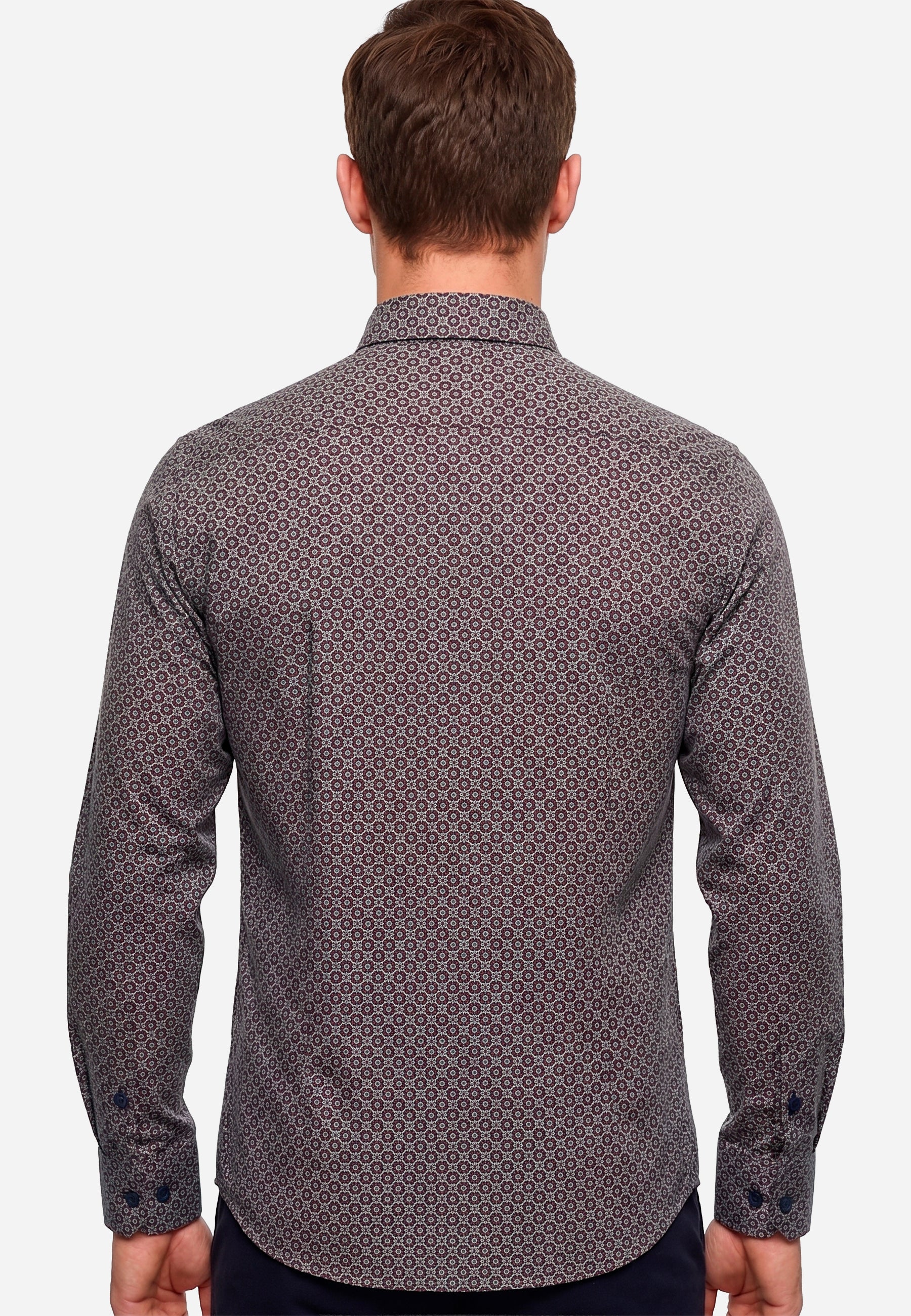 Camisa Vinotinto Micro-Diseño Hombre H&B.