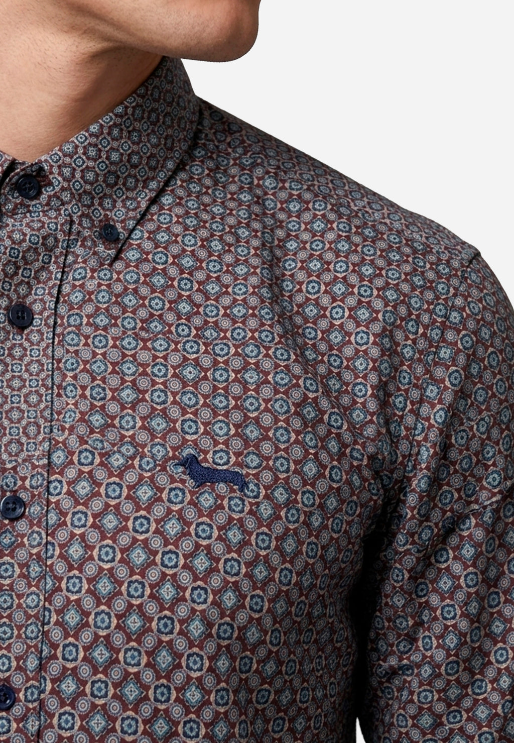 Camisa Vinotinto Micro-Diseño Hombre H&B.