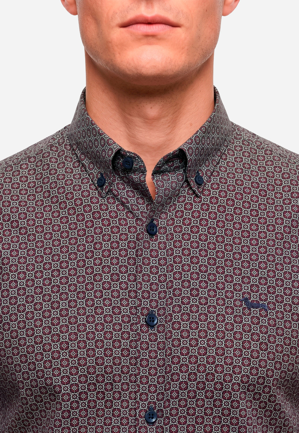 Camisa Vinotinto Micro-Diseño Hombre H&B.