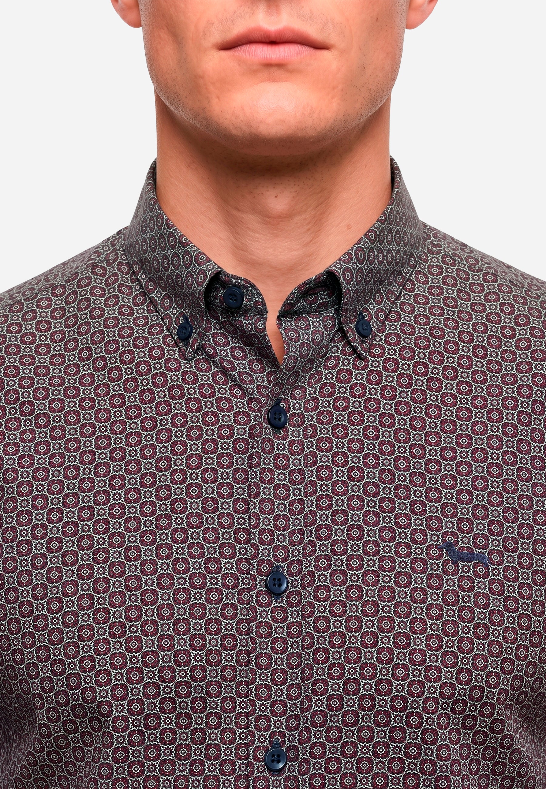 Camisa Vinotinto Micro-Diseño Hombre H&B.