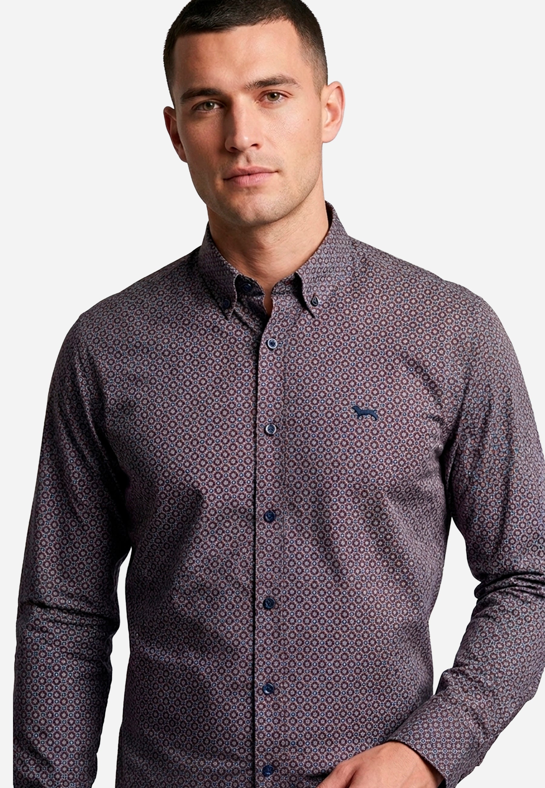 Camisa Vinotinto Micro-Diseño Hombre H&B.
