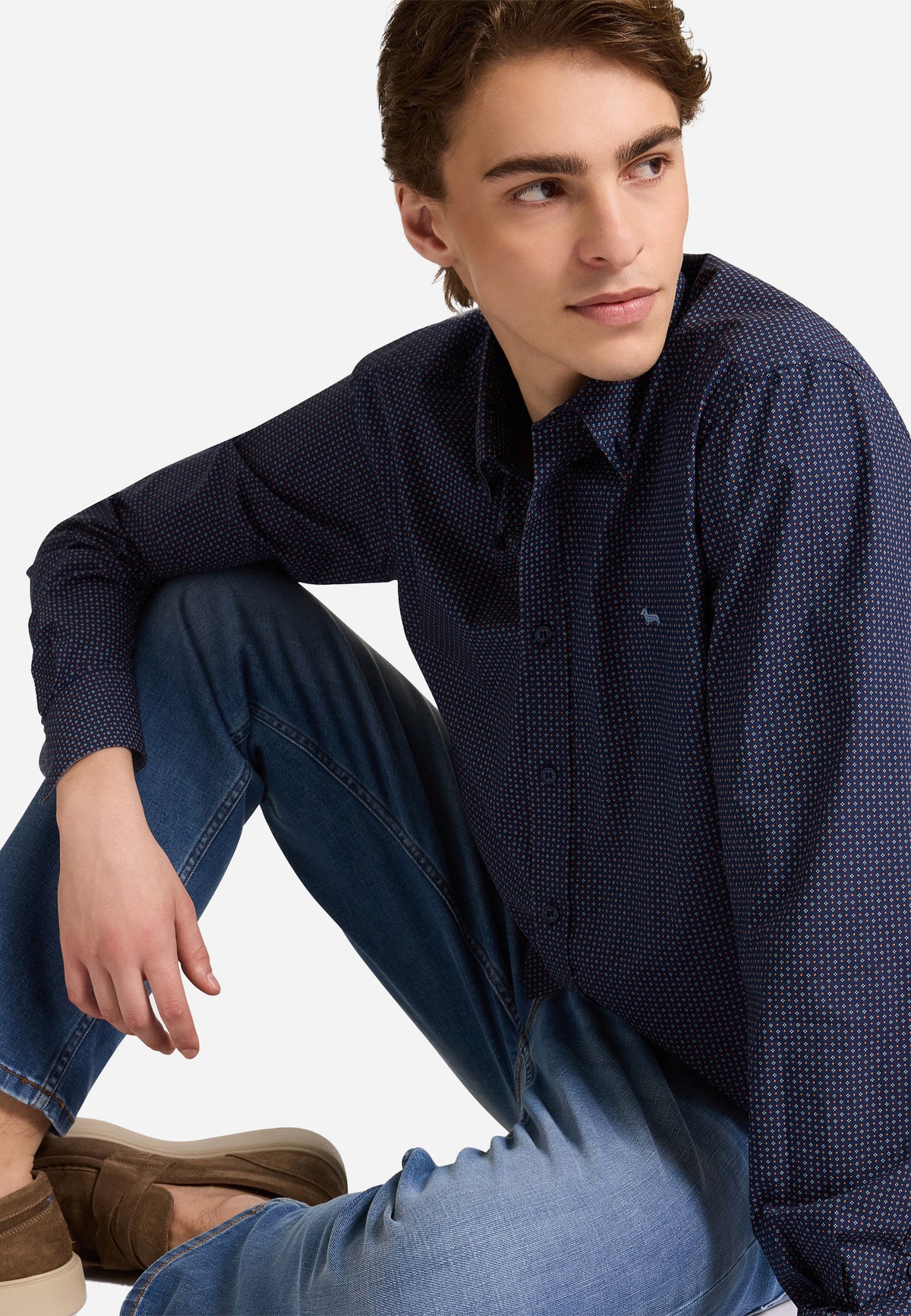 Camisa Azul Micro-Diseño - Harmont&Blaine