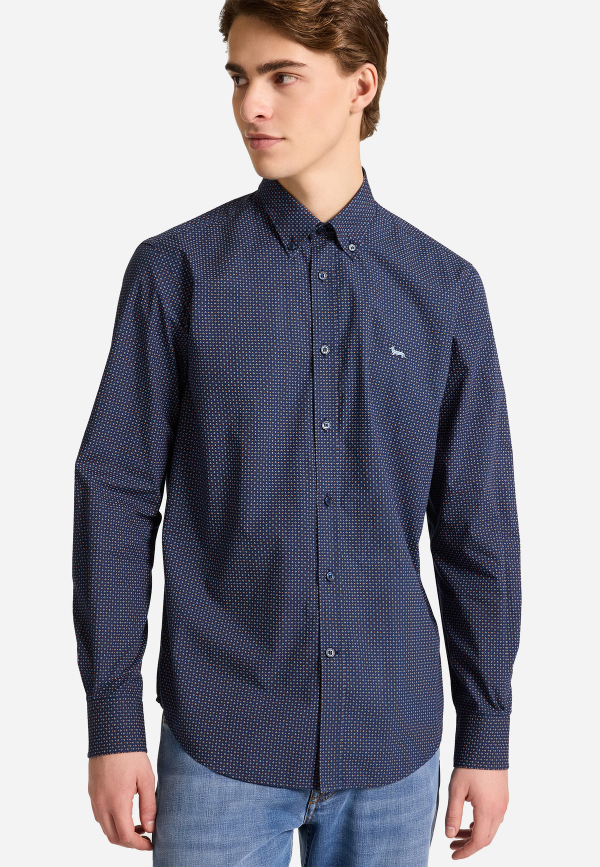 Camisa Azul Micro-Diseño - Harmont&Blaine