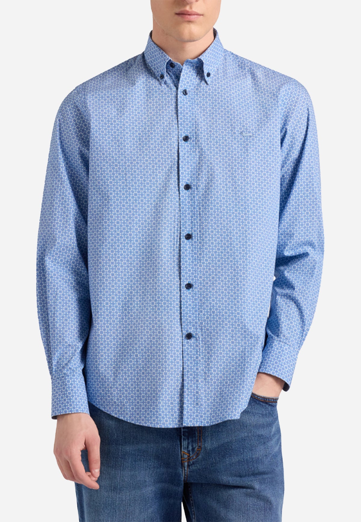 Camisa Azul Micro-Diseño - Harmont&Blaine
