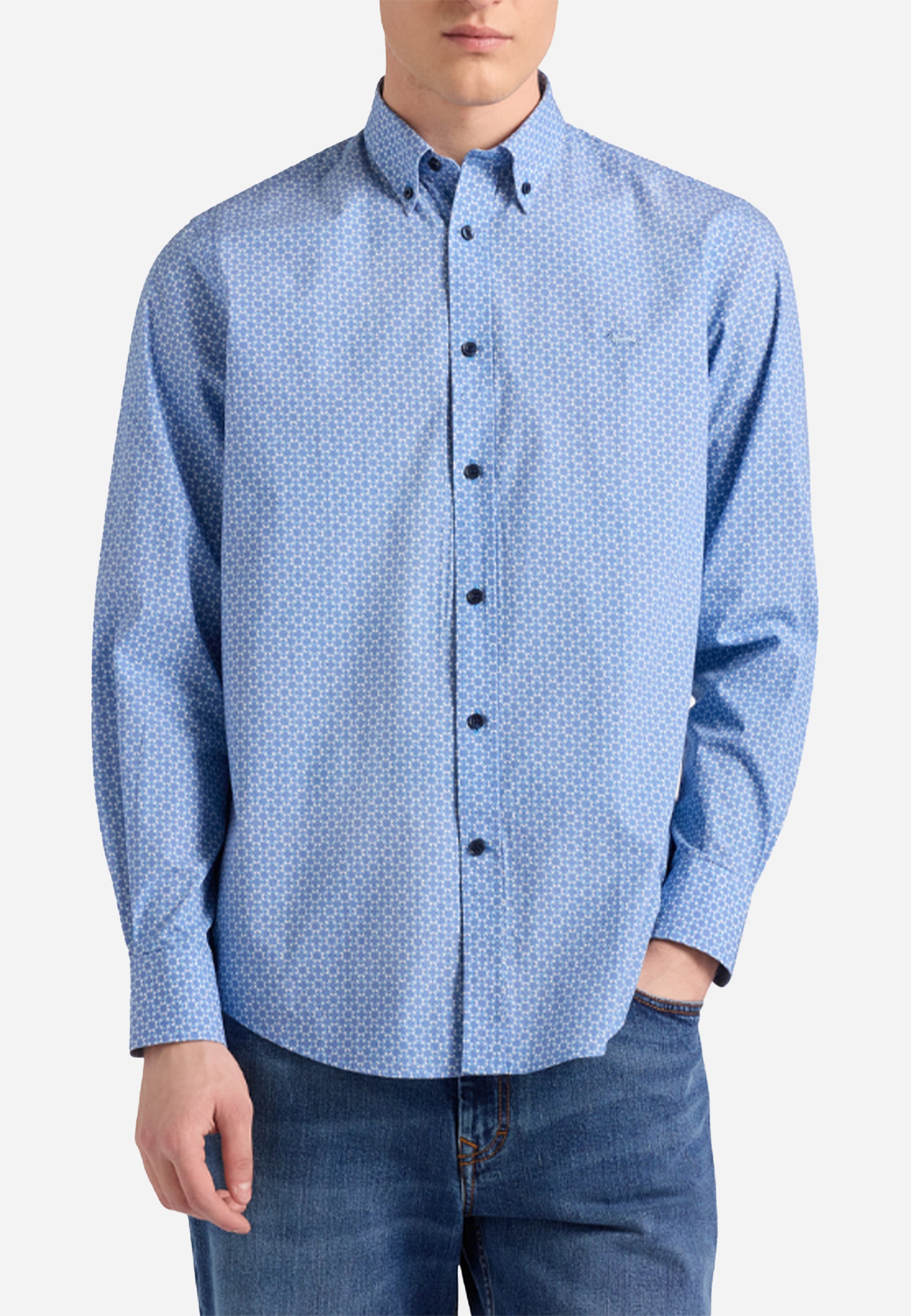 Camisa Azul Micro-Diseño - Harmont&Blaine