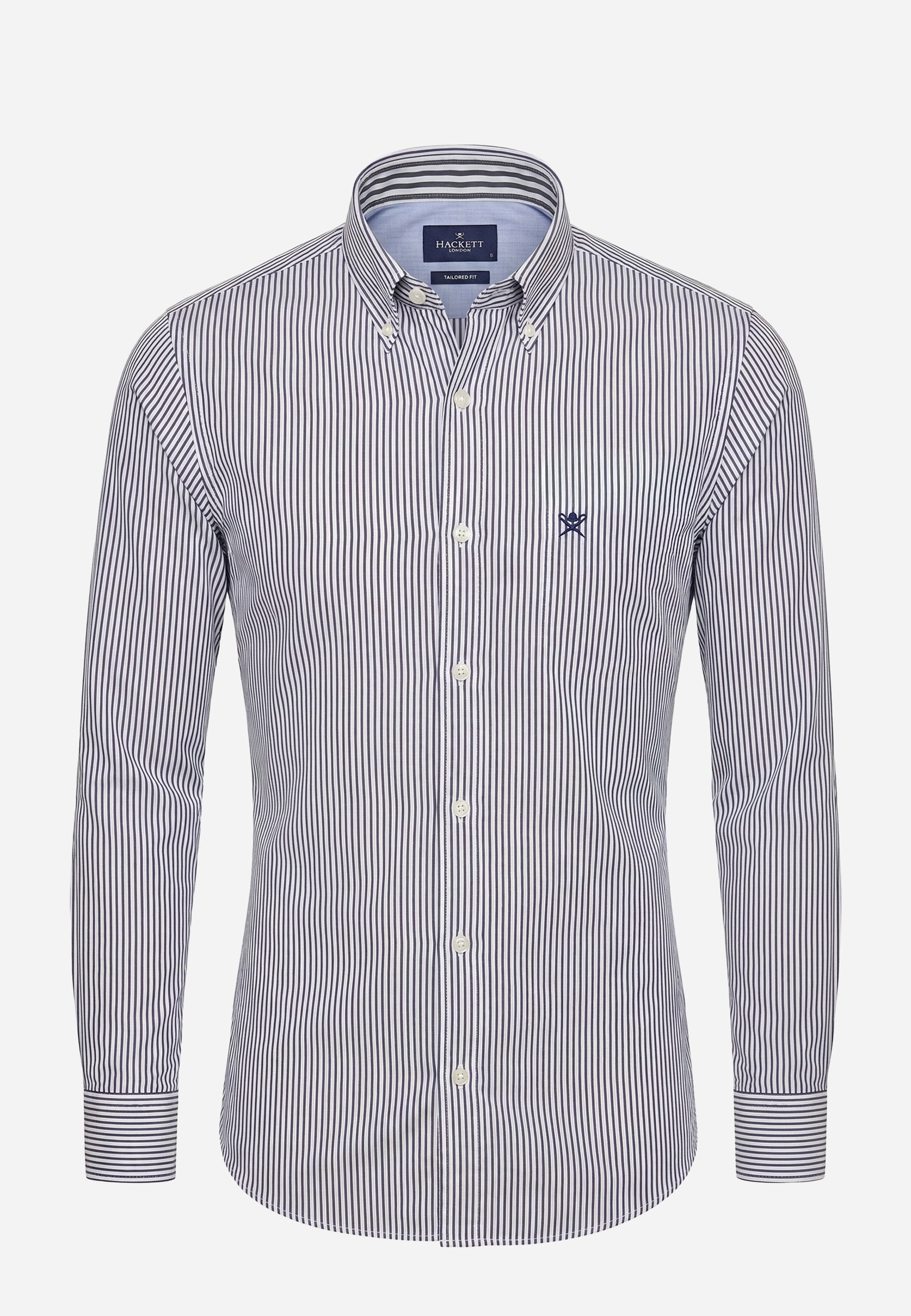 Camisa Azul Rayas Oscuras Hombre H.L.