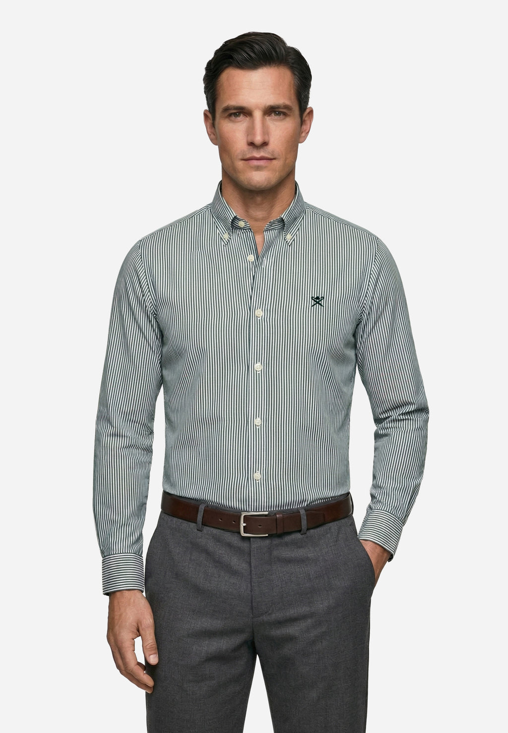Camisa Verde Rayas Hombre H.L.