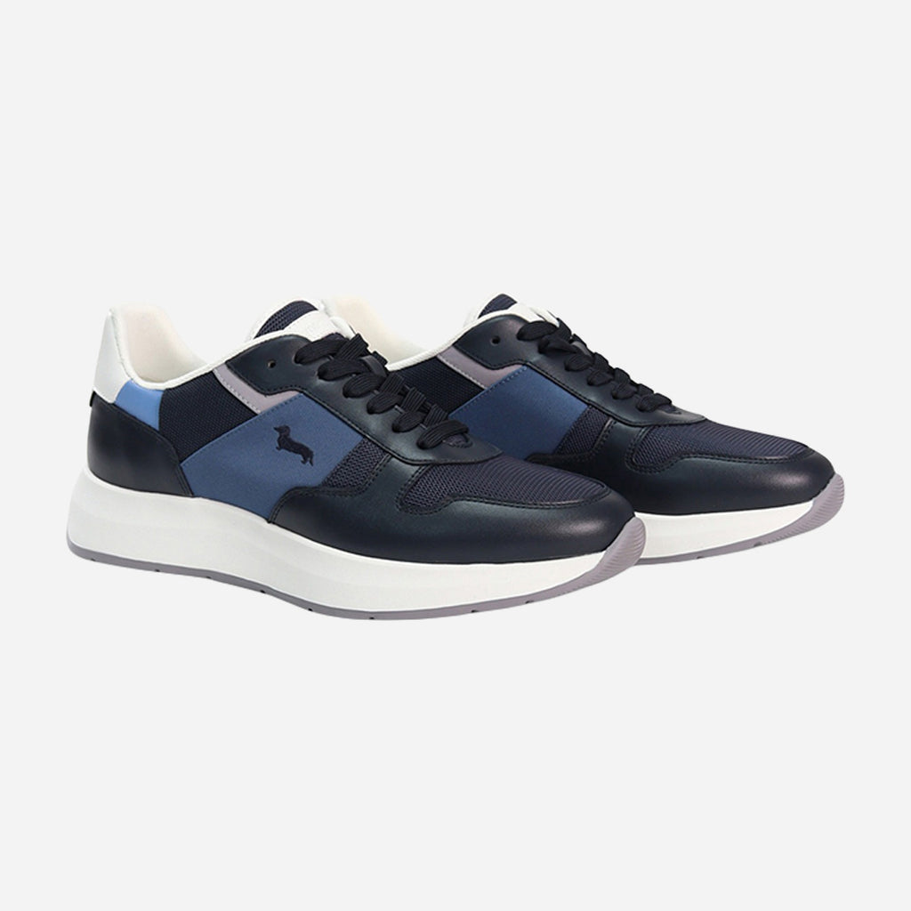 Tenis Deportivos Oscuros con Panel Azul H&B