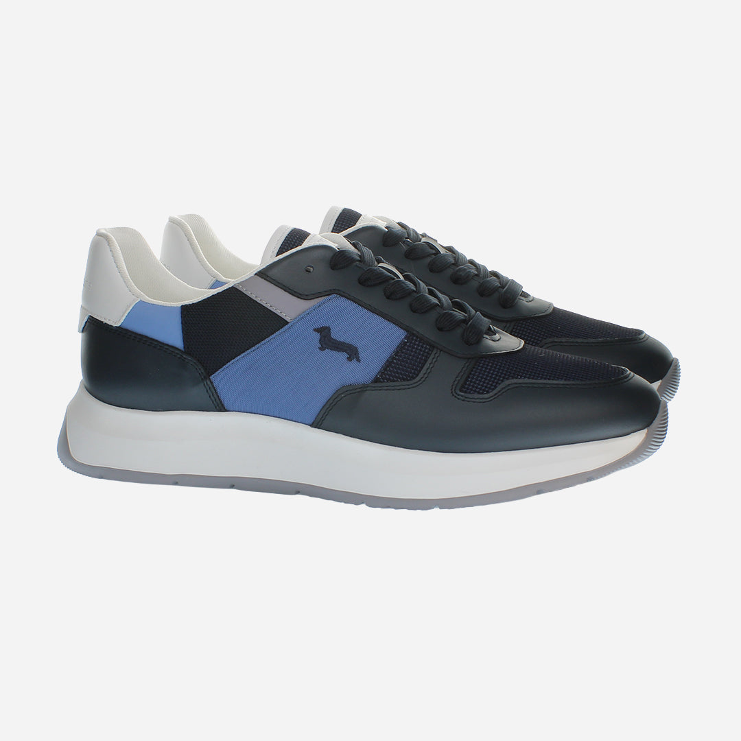 Tenis Deportivos Oscuros con Panel Azul H&B