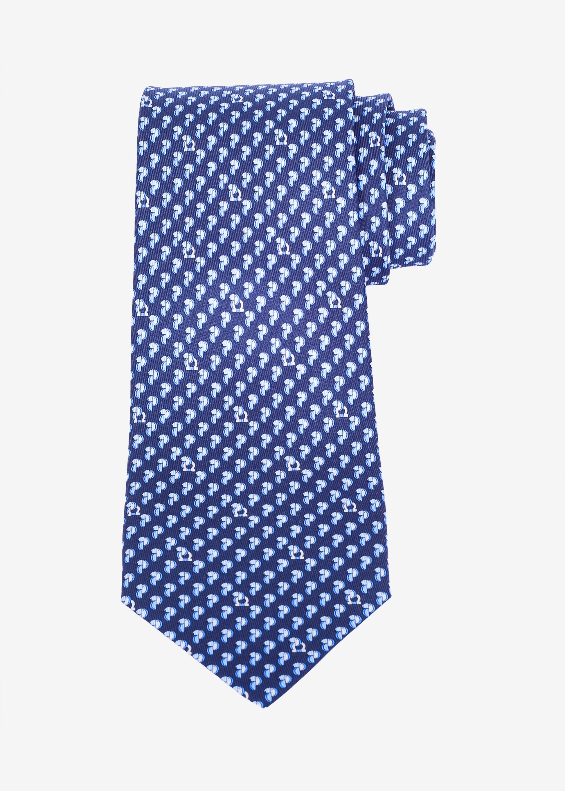 Corbata Estampado Gancini Seda Azul S.F.