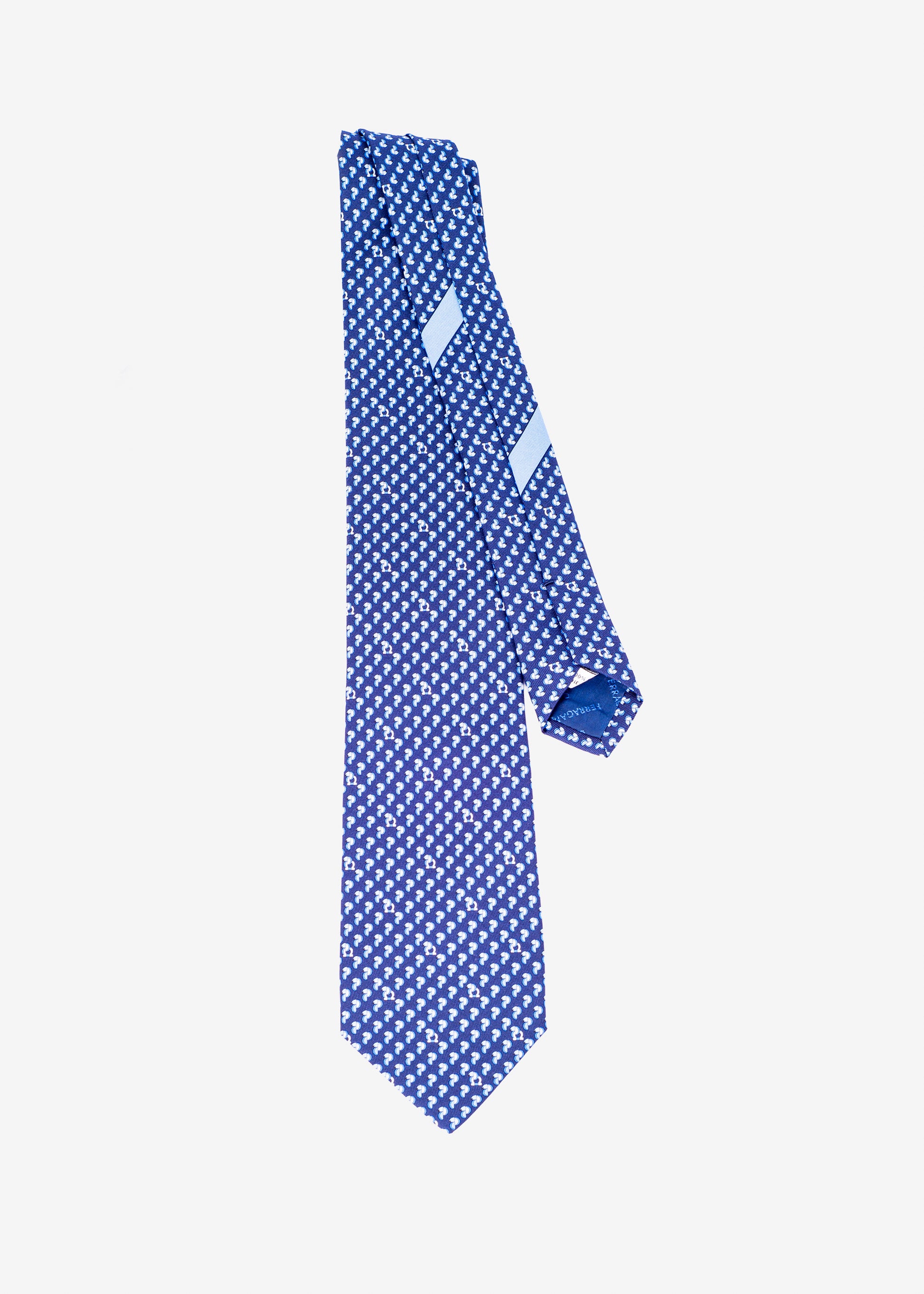 Corbata Estampado Gancini Seda Azul S.F.