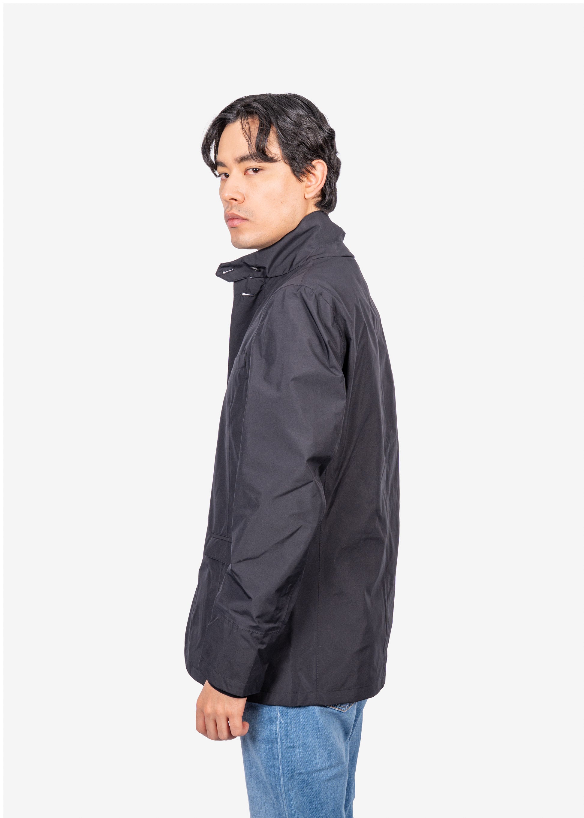 Chaqueta Bomber con Botones Hombre Negra