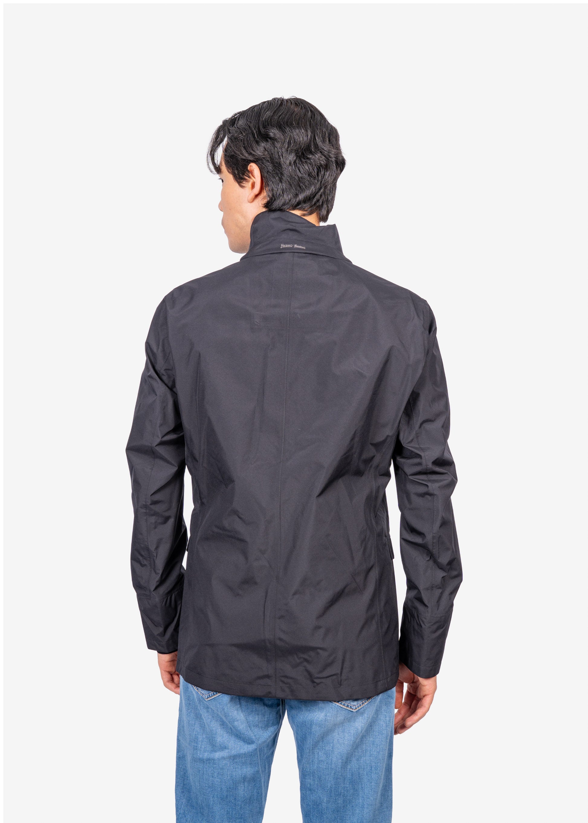 Chaqueta Bomber con Botones Hombre Negra
