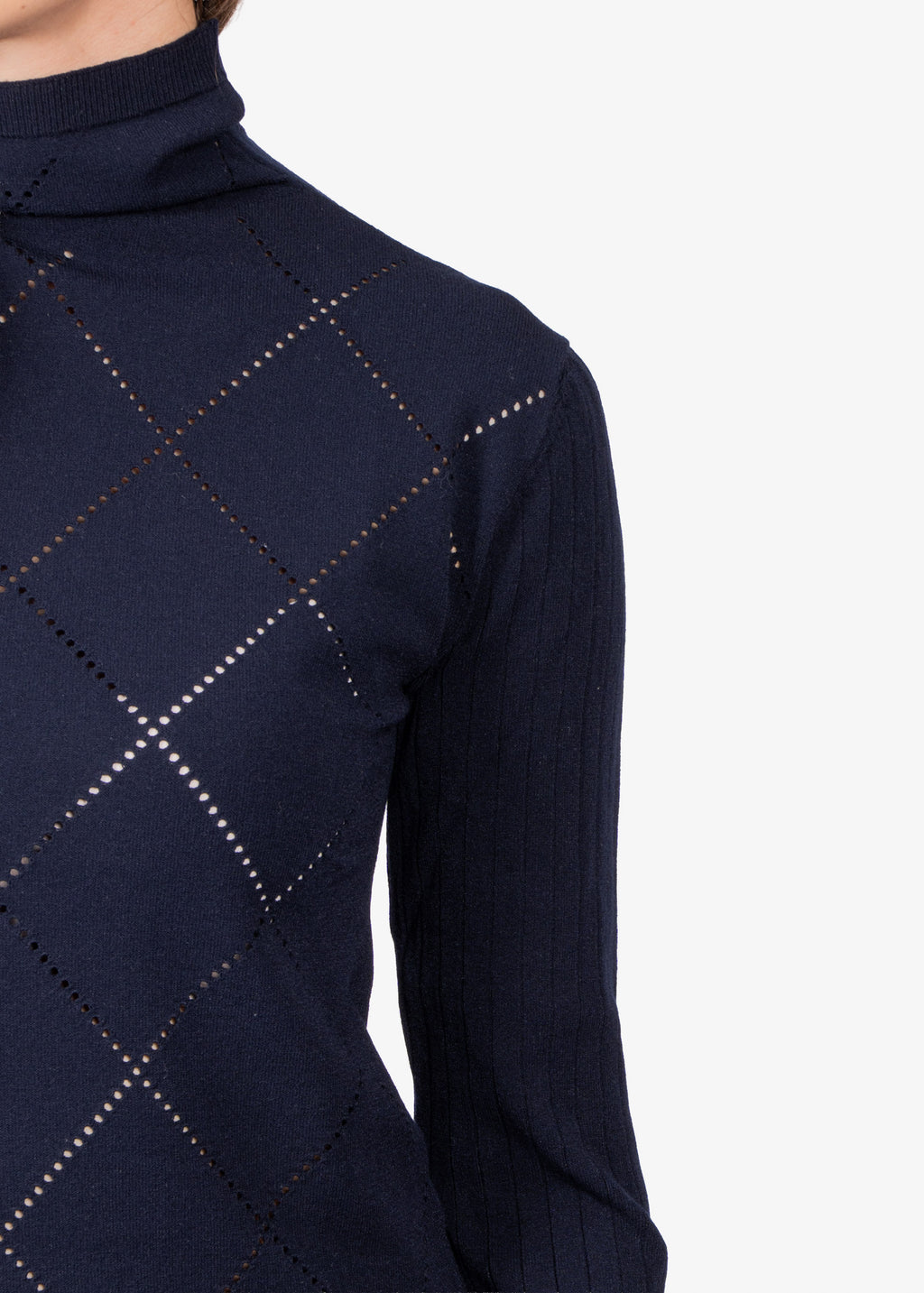 Sweater Argyle Dama Azul Oscuro Visco +Poli H&B