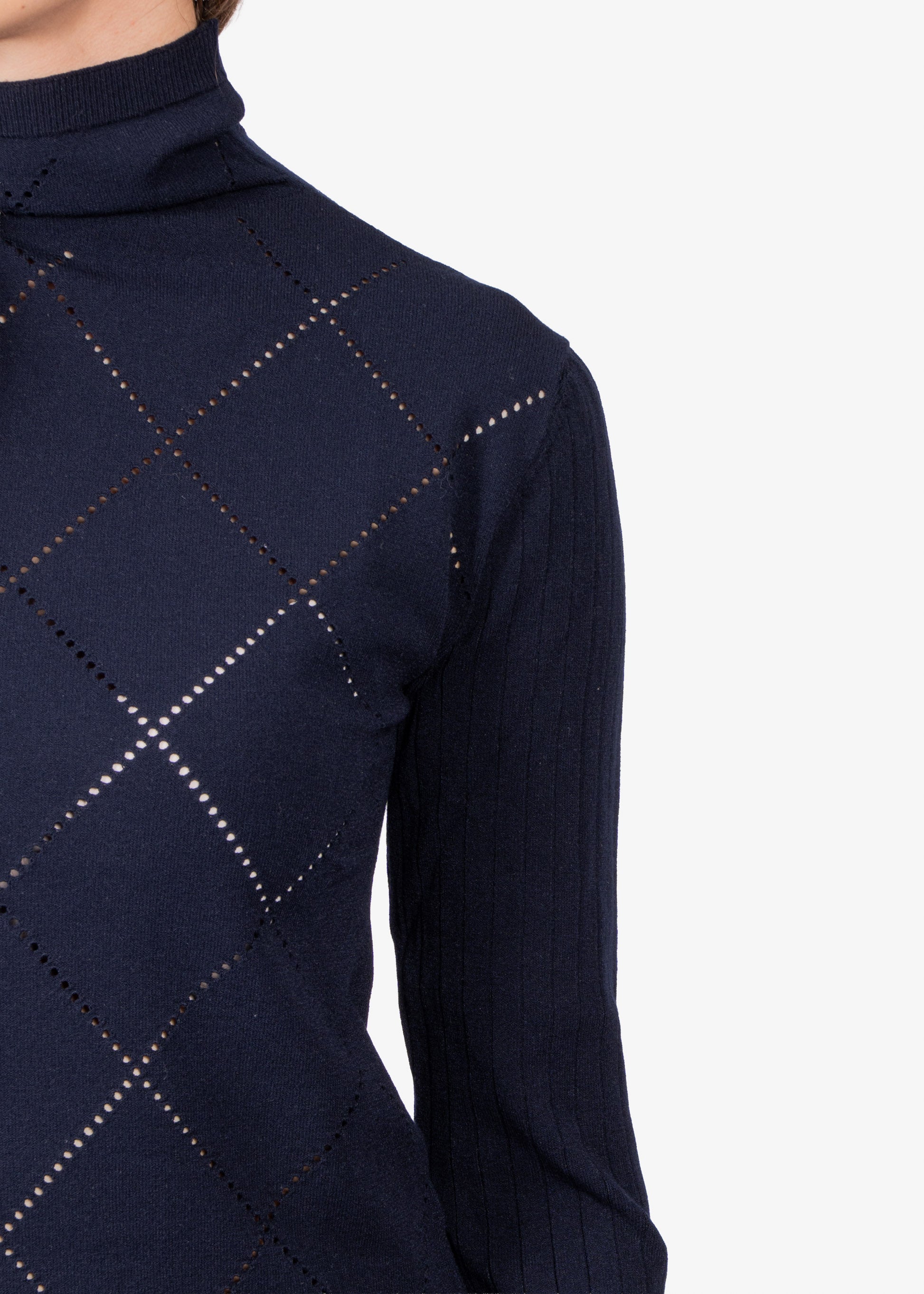 Sweater Argyle Dama Azul Oscuro Visco +Poli H&B