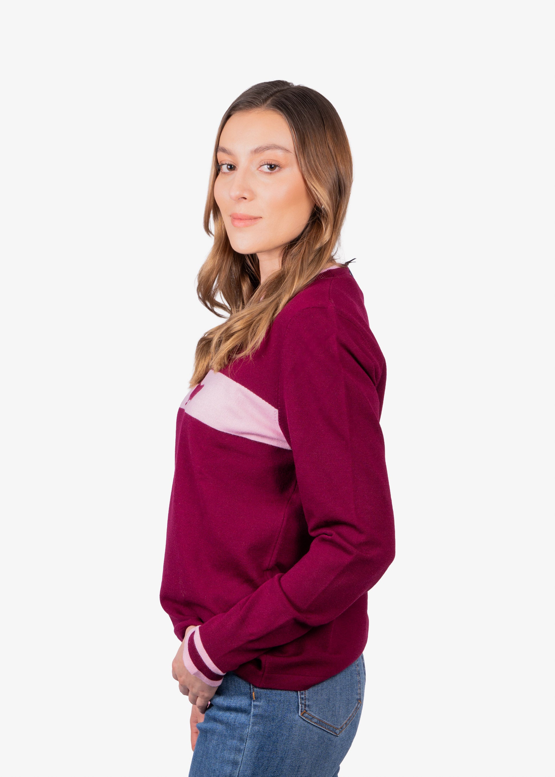 Sweater Dama Vinotinto Acrilica+ Lana + Pl H&B