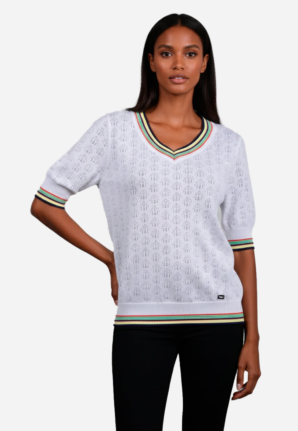 Sweater Blanco Líneas H&B