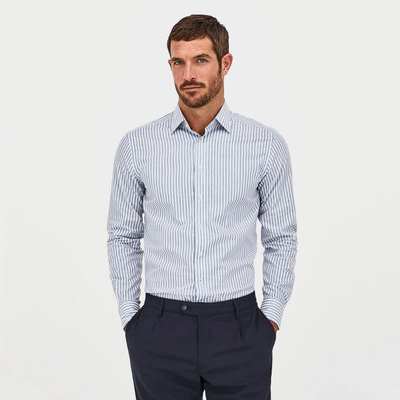 CAMISA HACKETT BLANCO/AZUL (HM309185-8AS)